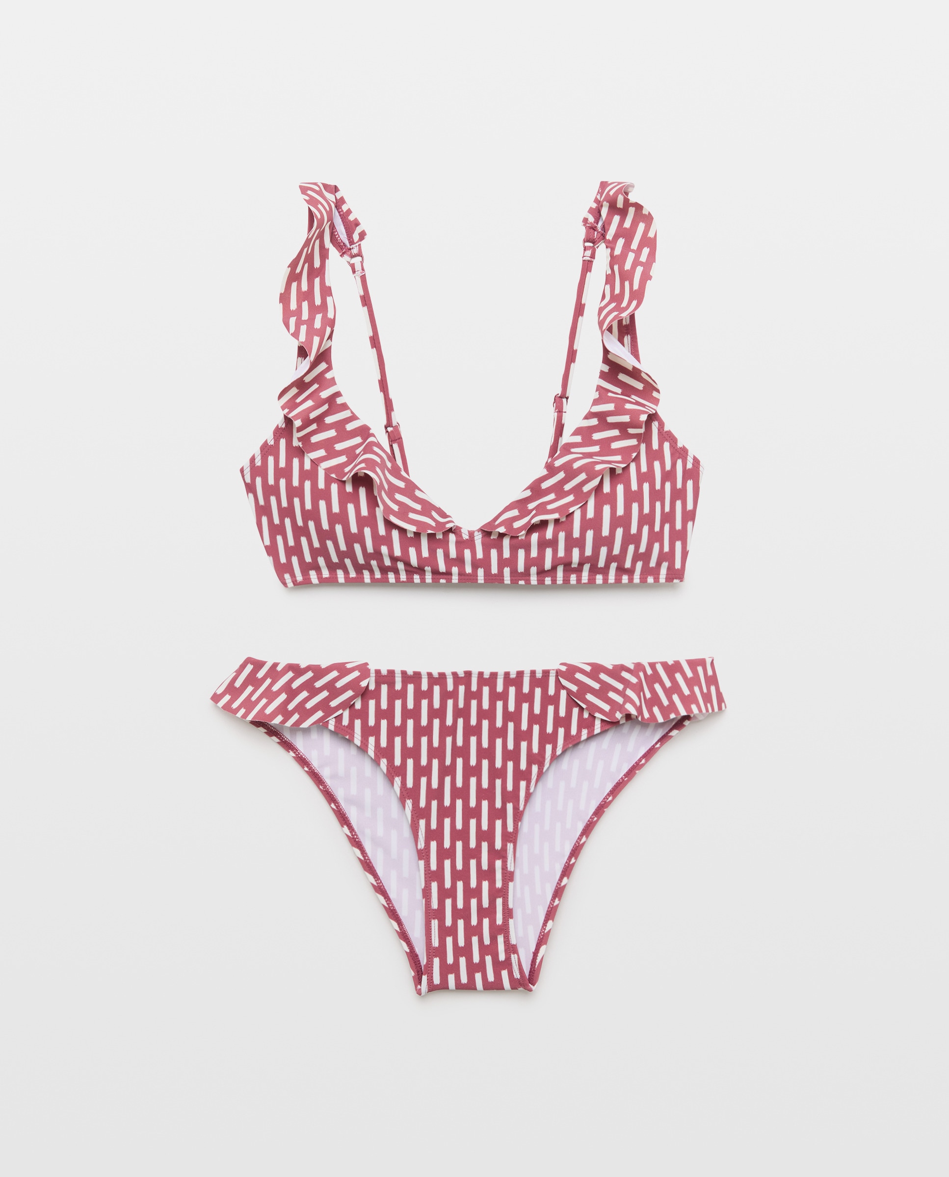 Bikini mujer escote volante Burdeos-4