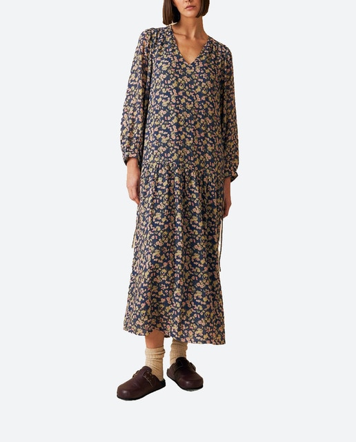 Imagen 0 de Vestido maxi escote en uve y manga globo