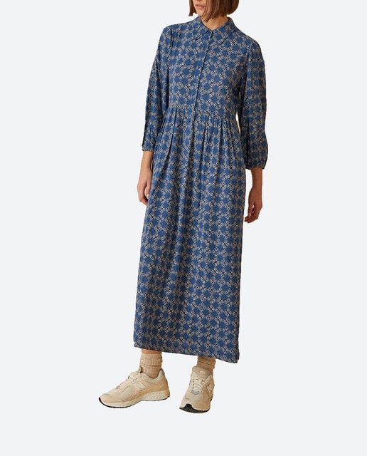 Imagen 0 de Vestido maxi cuello clásico manga tres cuartos