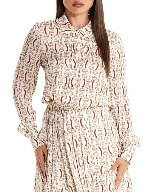 Imagen 0 de Camisa satinada con estampado cadenas mujer