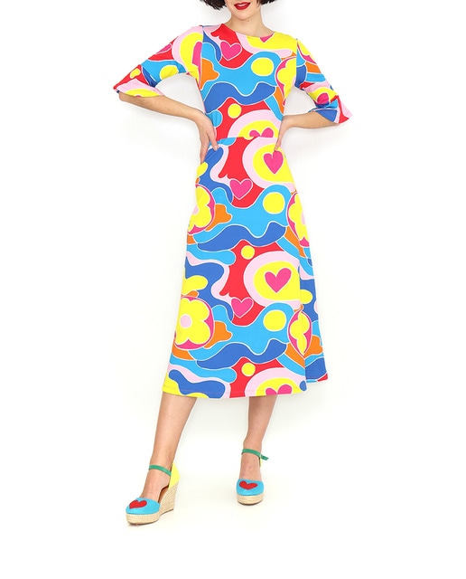 Imagen 0 de Vestido midi con manga francés estampado multi