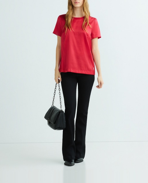 Imagen 0 de Top de seda  fresa de manga corta de mujer