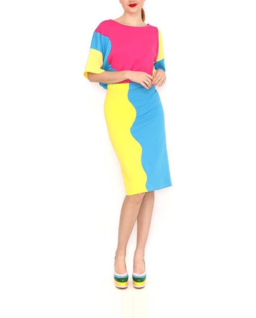 Imagen 0 de Falda lapiz bicolor ondas