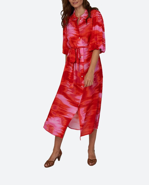 Imagen 0 de Vestido camisero largo con cuello solapa