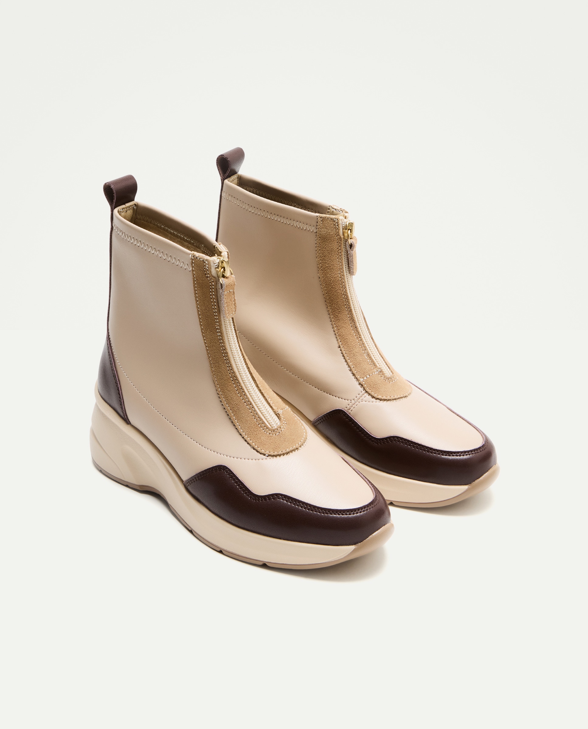 Sapatilhas Running Tipo Botins Elásticos Castanho-2