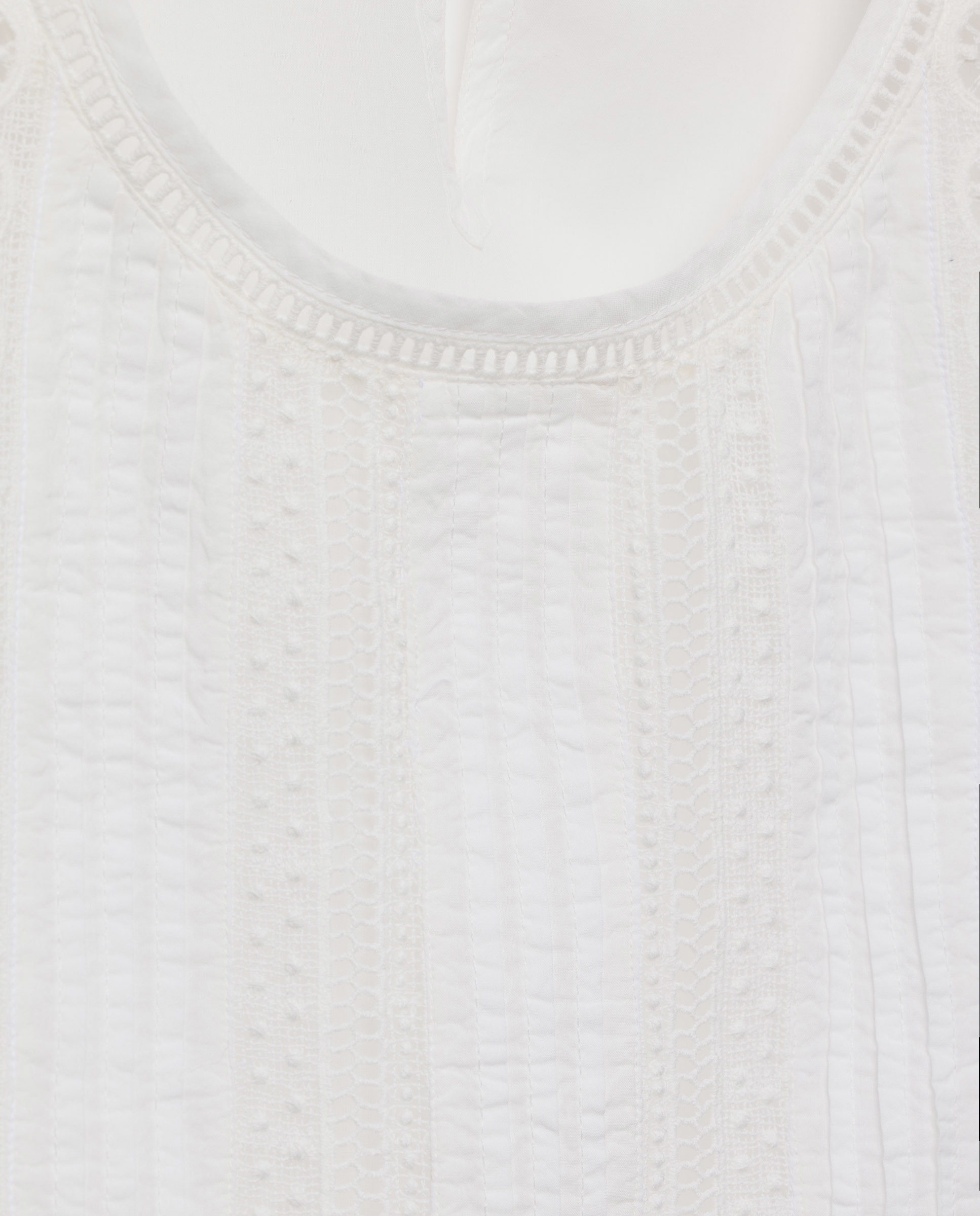 Blusa de Estilo Romântico sem Mangas Branco-marfim-5