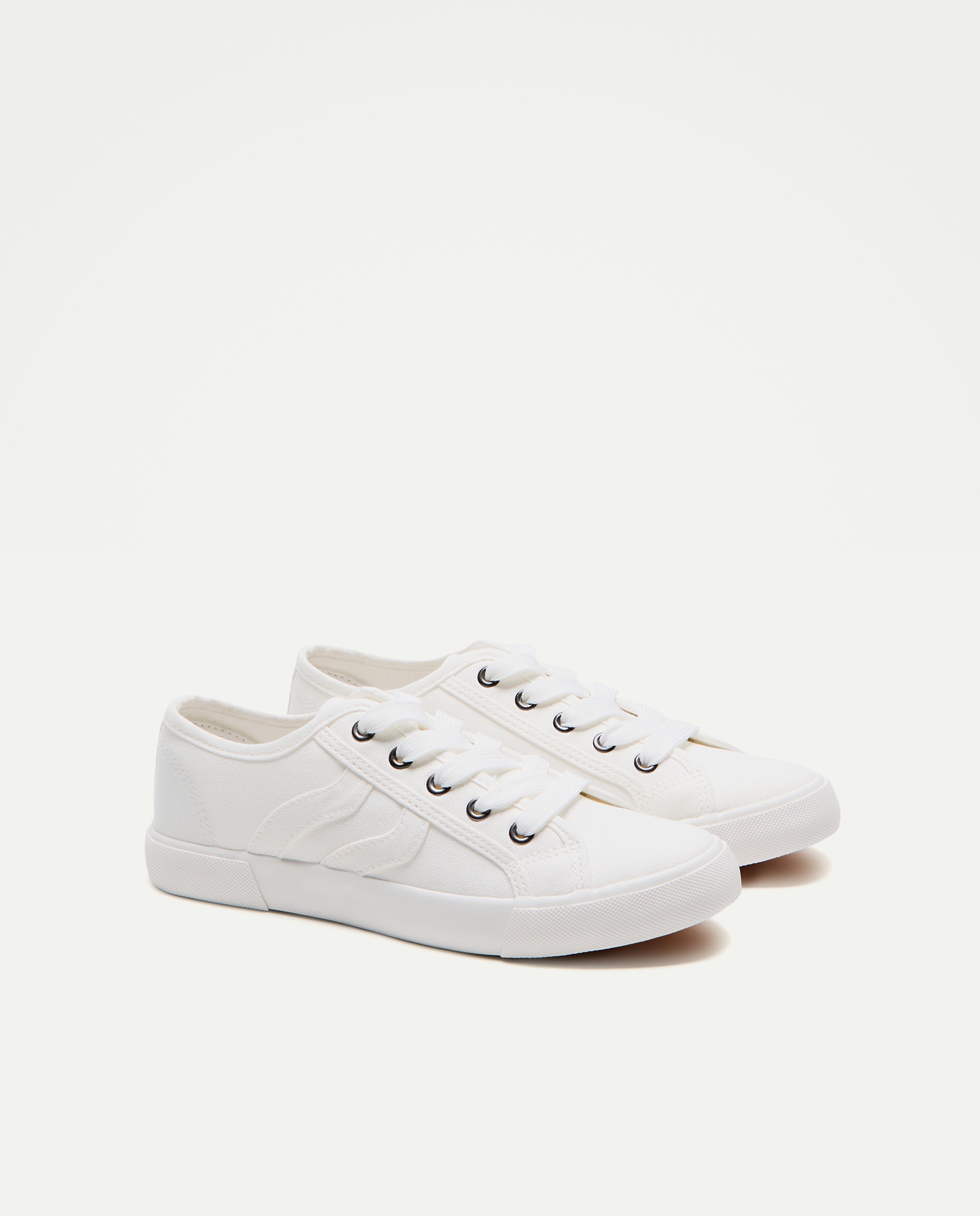 Zapatilla de mujer de lona con cordones Blanco roto-2