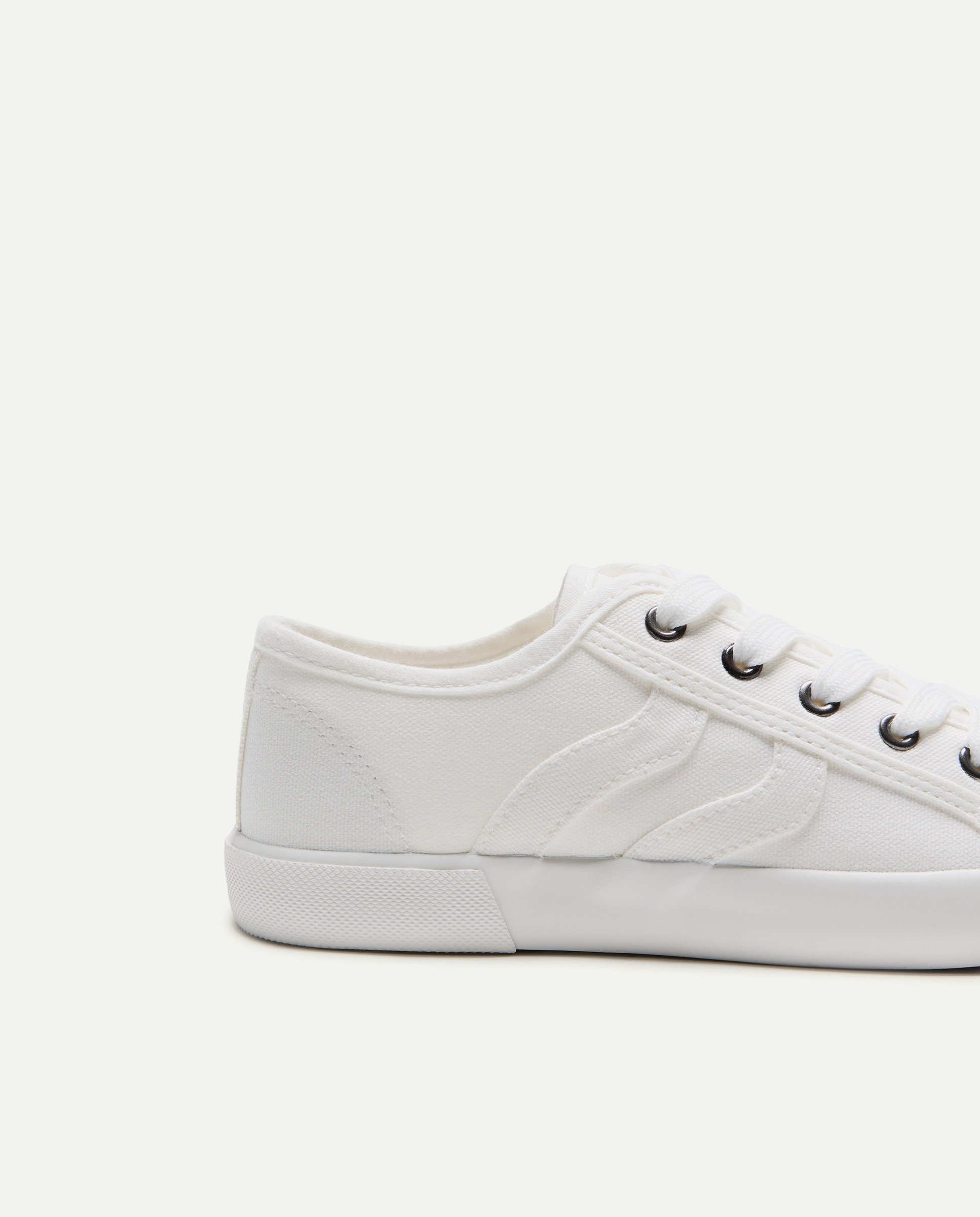 Zapatilla de mujer de lona con cordones Blanco roto-5