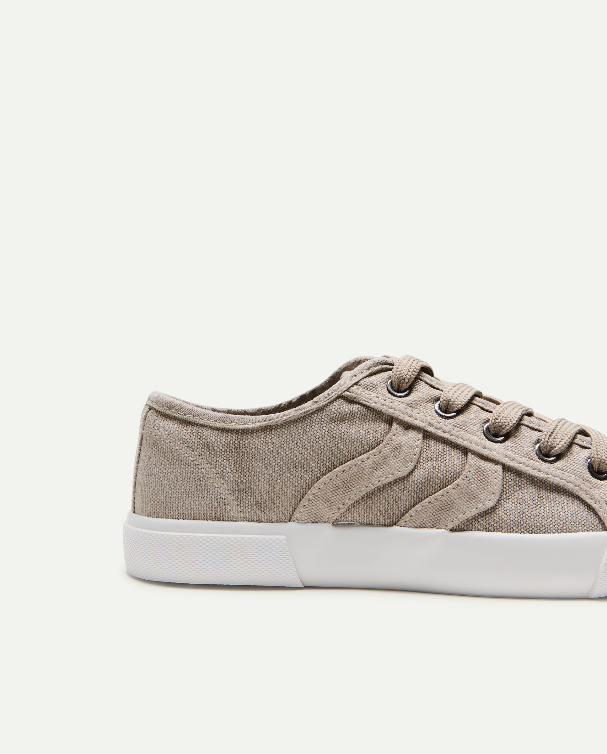 Zapatilla de mujer de lona con cordones Visón claro-5