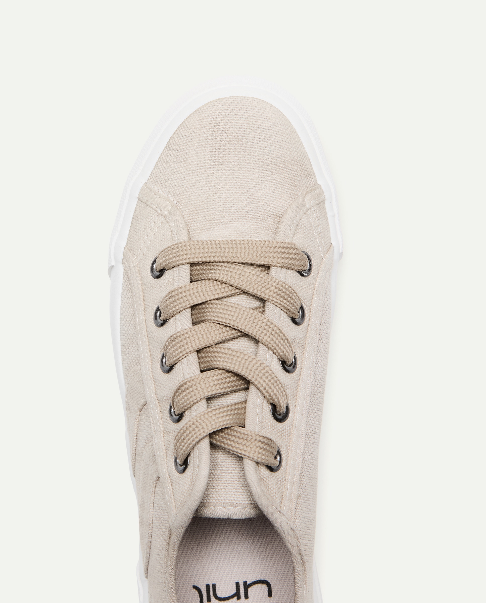 Zapatilla de mujer de lona con cordones Visón claro-4
