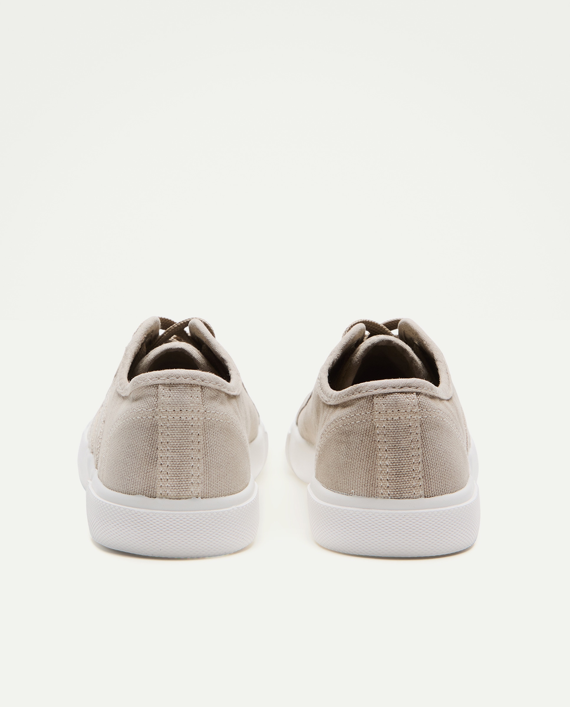 Zapatilla de mujer de lona con cordones Visón claro-3