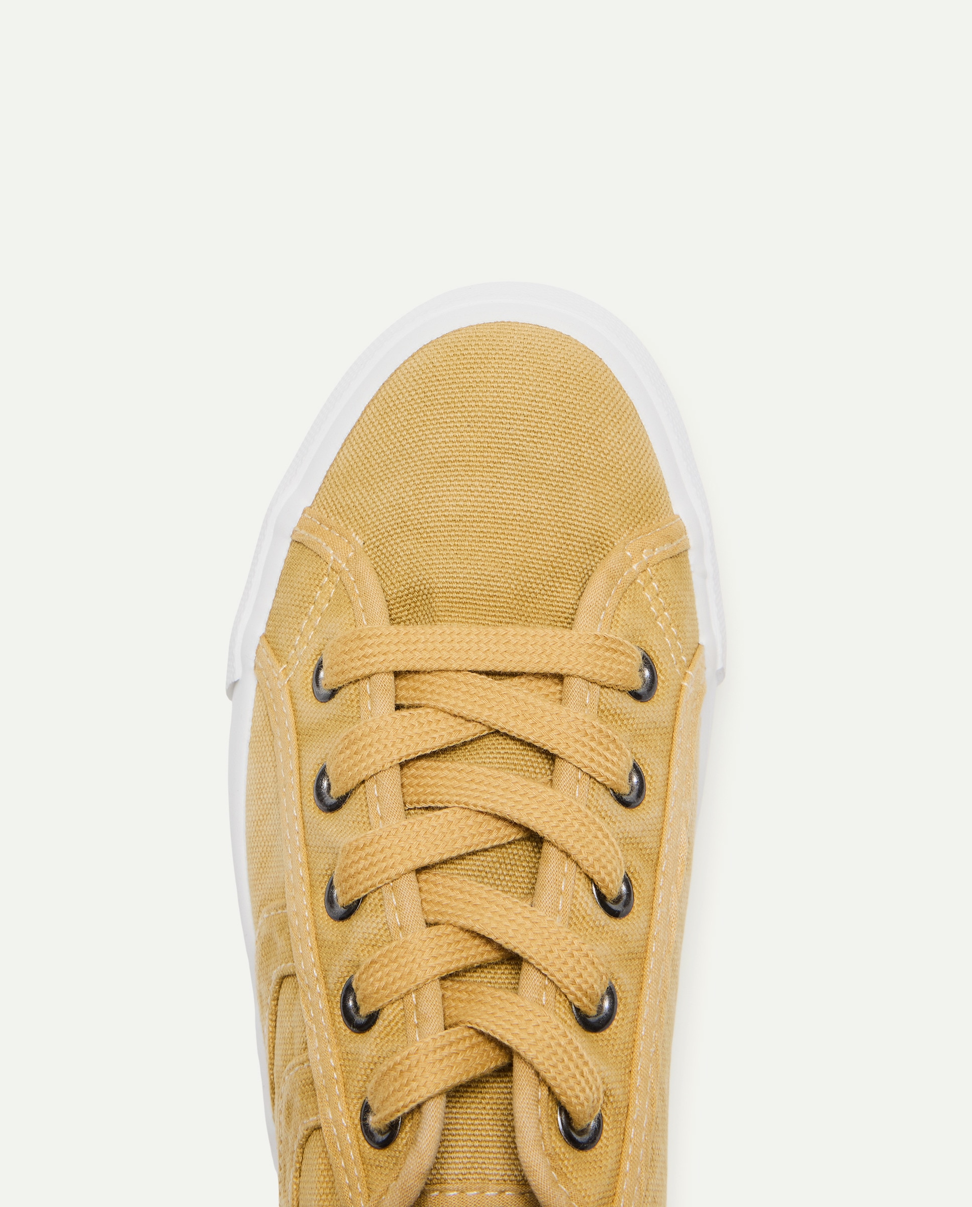Zapatilla de mujer de lona con cordones Mostaza-4