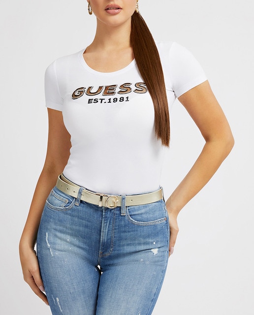 Imagen 0 de Camiseta manga corta logo Guess detalles de mujer