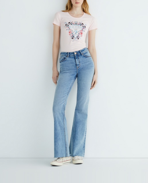 Imagen 0 de Camiseta de mujer manga corta y logo floral.