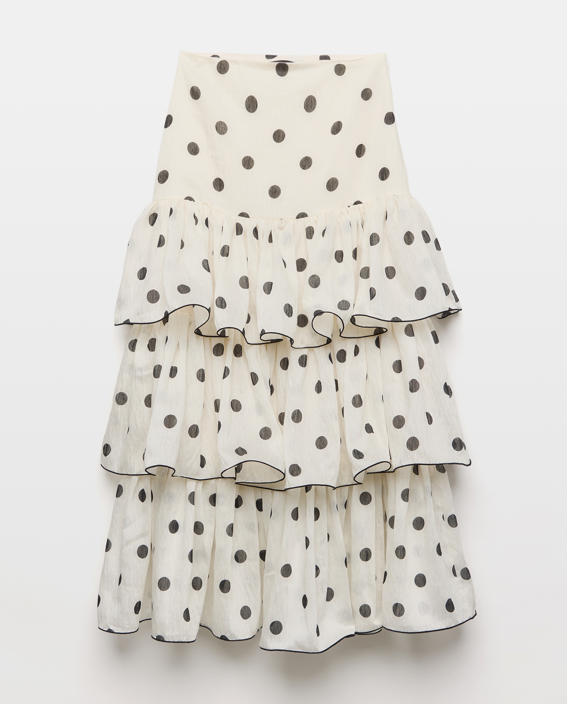 Saia midi com folhos Branco-5