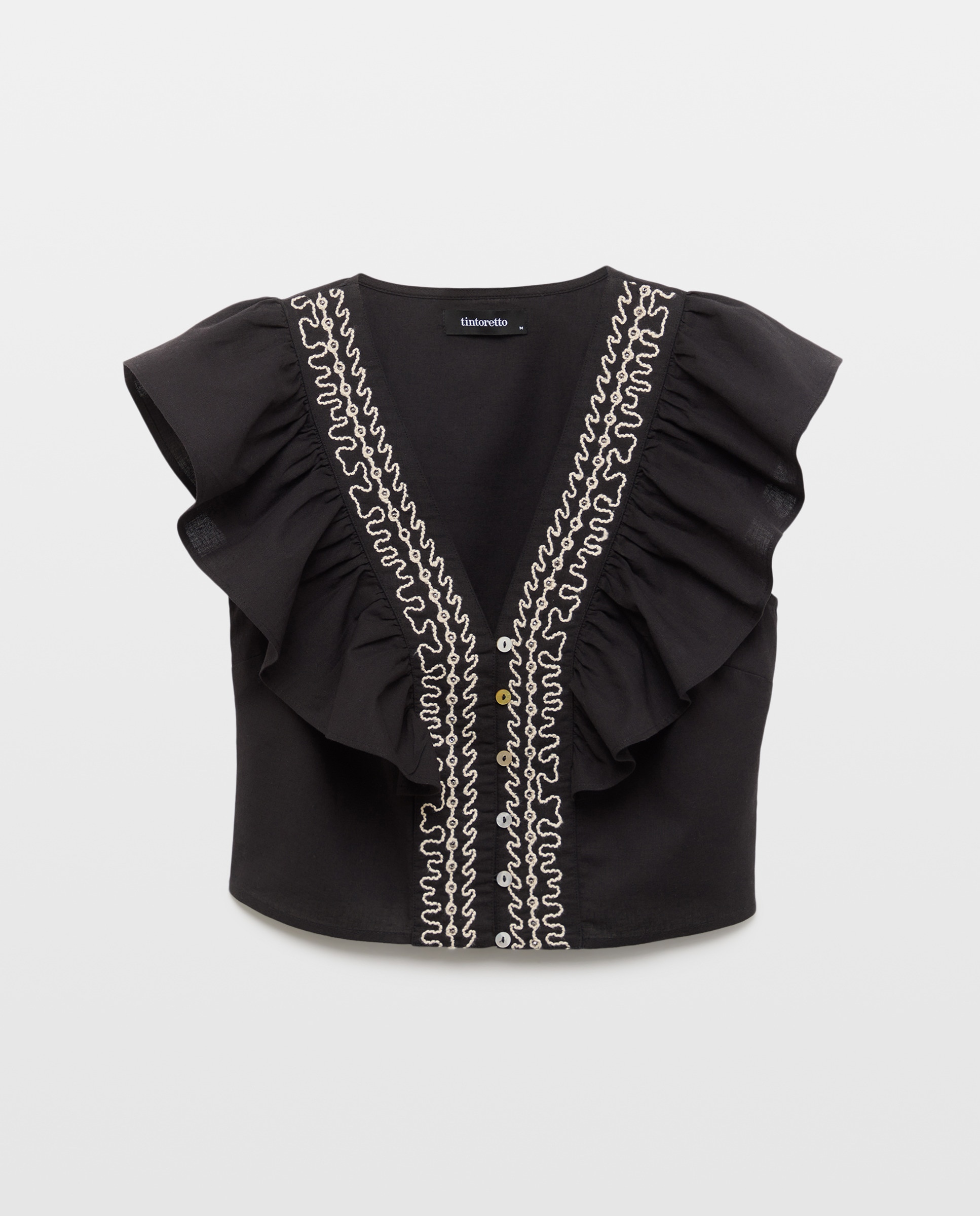 Blusa sem Mangas com Folho Preto-5