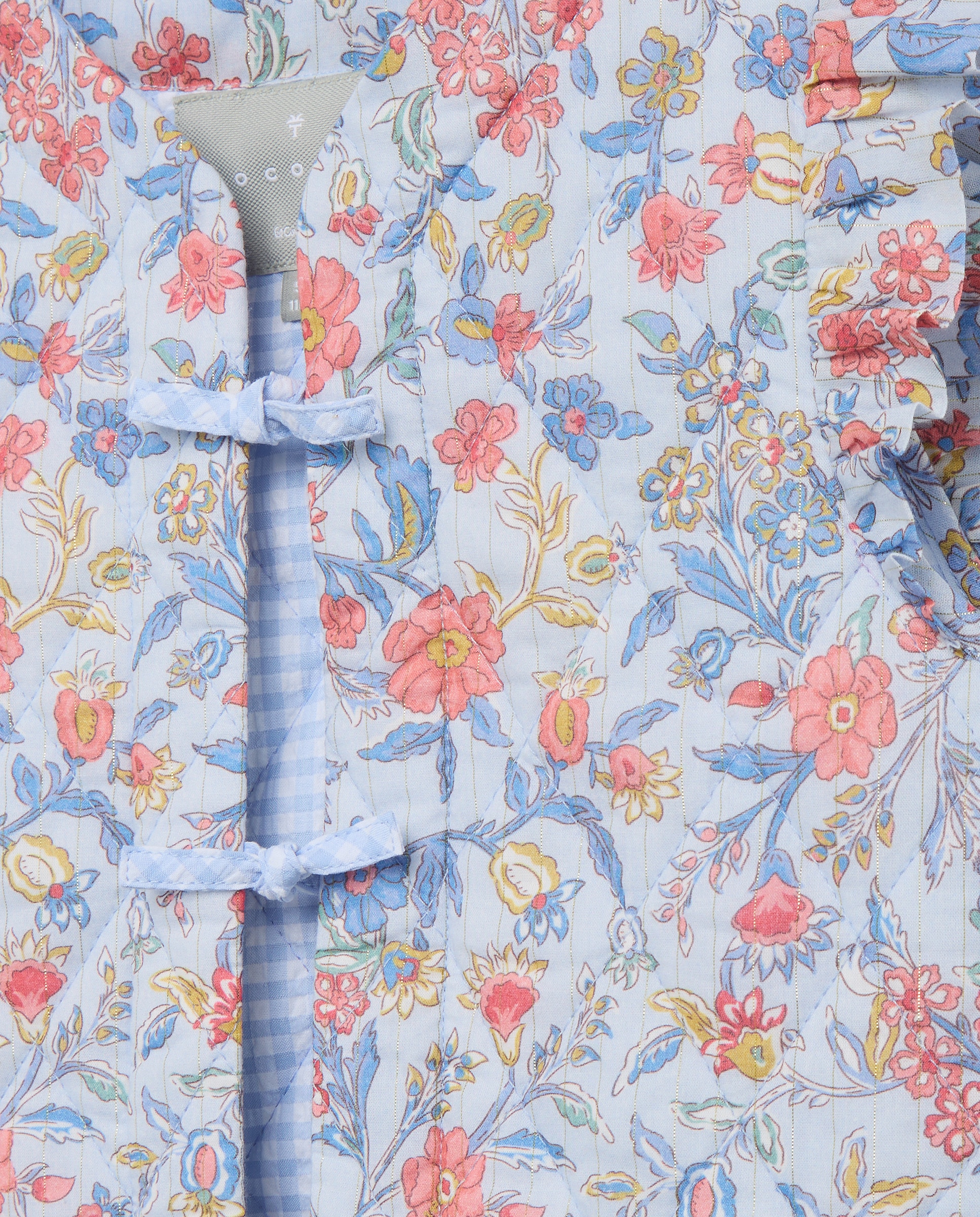 Colete Acolchoado com Estampado Floral Azul-6