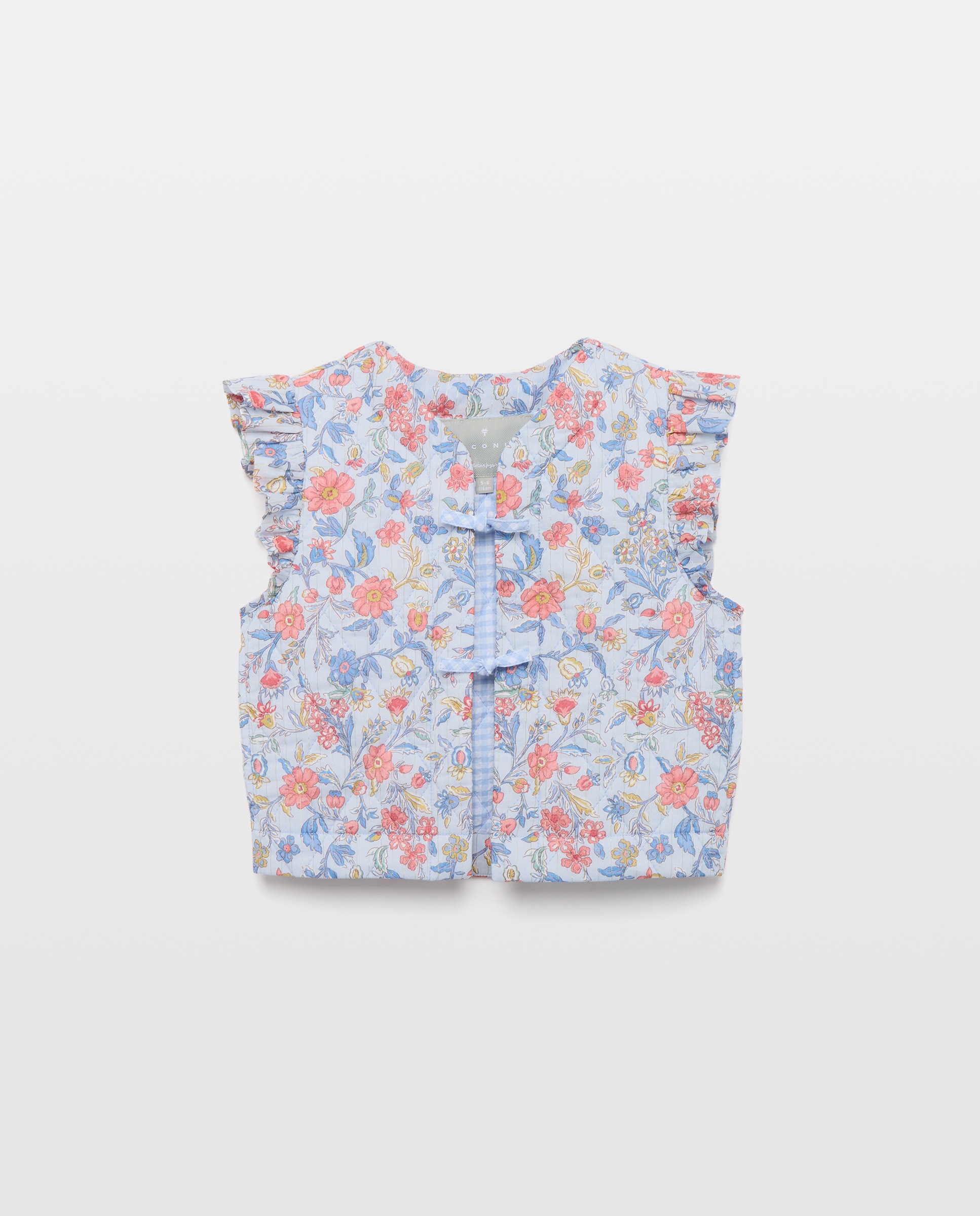 Colete Acolchoado com Estampado Floral Azul-5