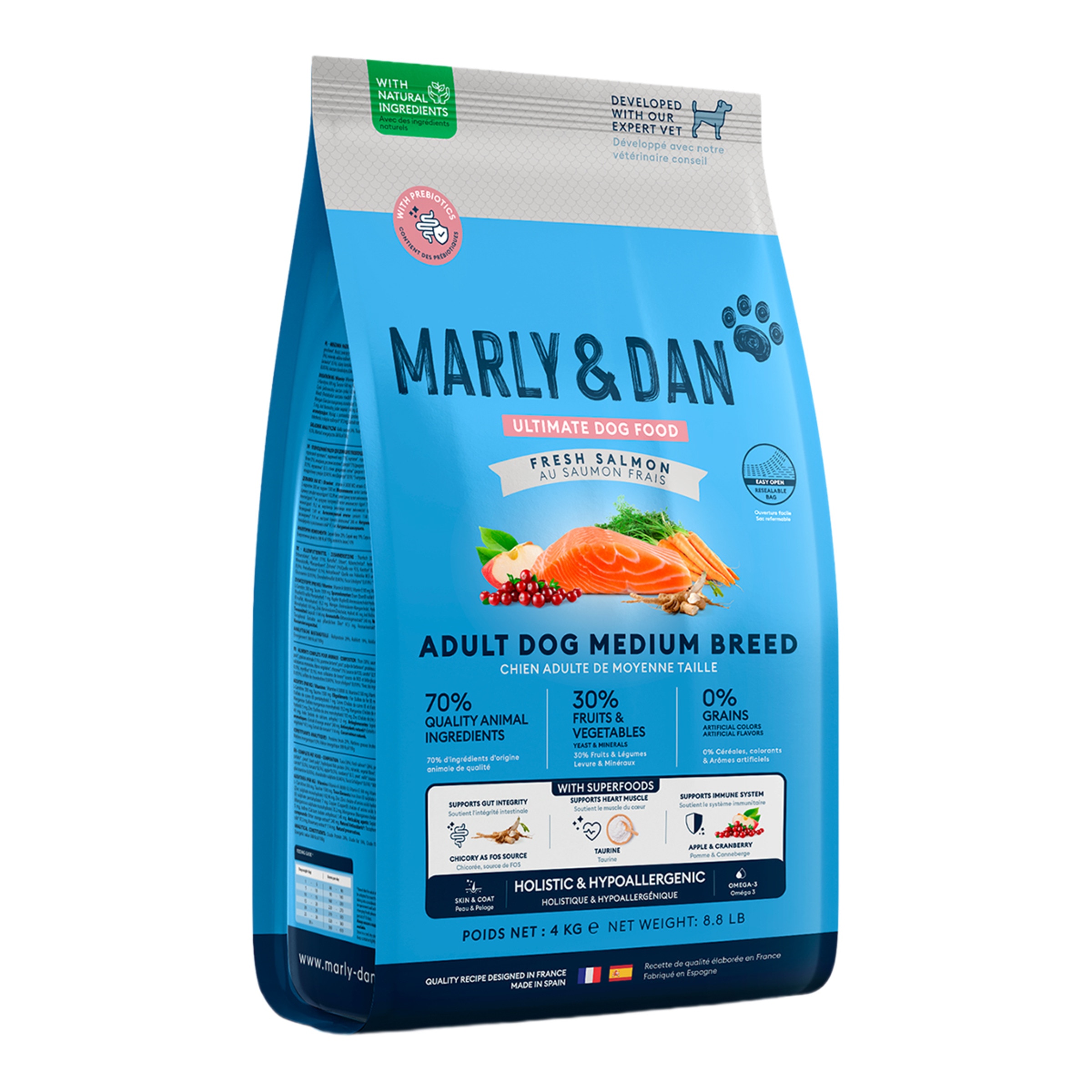 Imagen 0 de Pienso para perros adultos medianos Marly and Dan salmón 4 kg