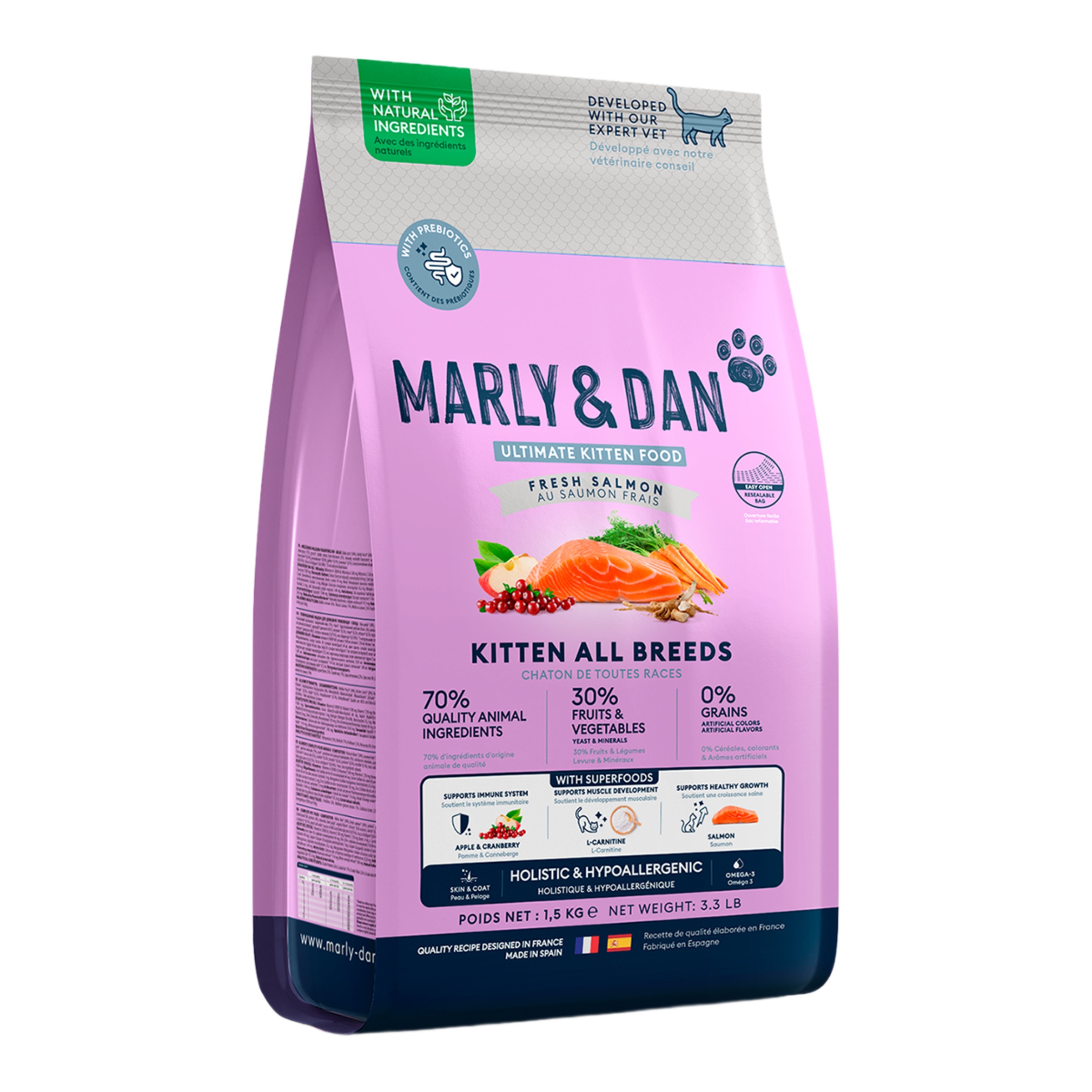 Imagen 0 de Pienso para gatitos Marly and Dan salmón 1,5 kg