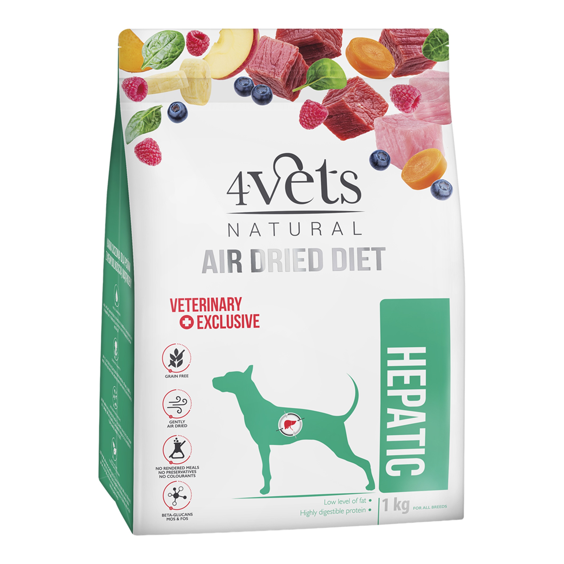 Imagen 0 de Pienso para perros adultos Hepatic Dietas veterinarias 4Vets Natural ternera y pavo 1 kg