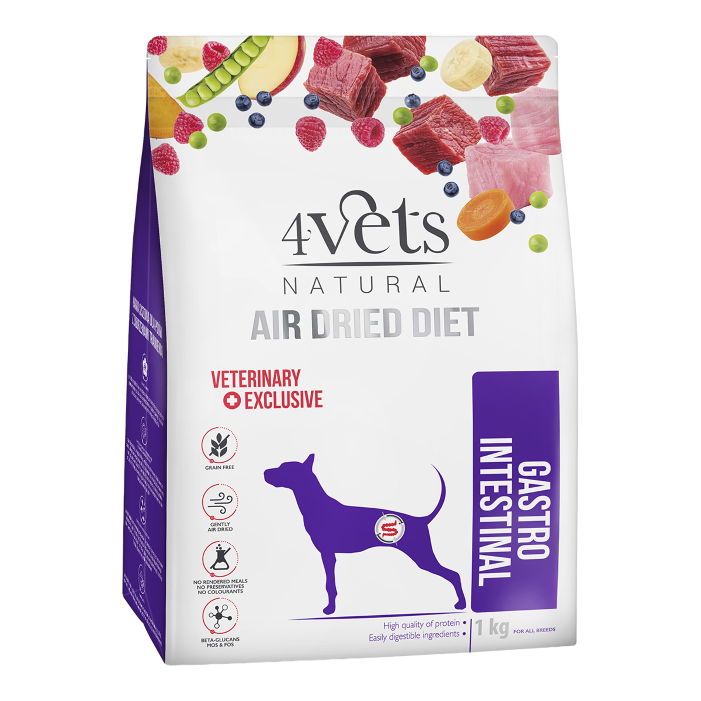 Imagen 0 de Pienso para perros adultos gastrointestinal 4Vets Natural ternera y pavo 1 kg