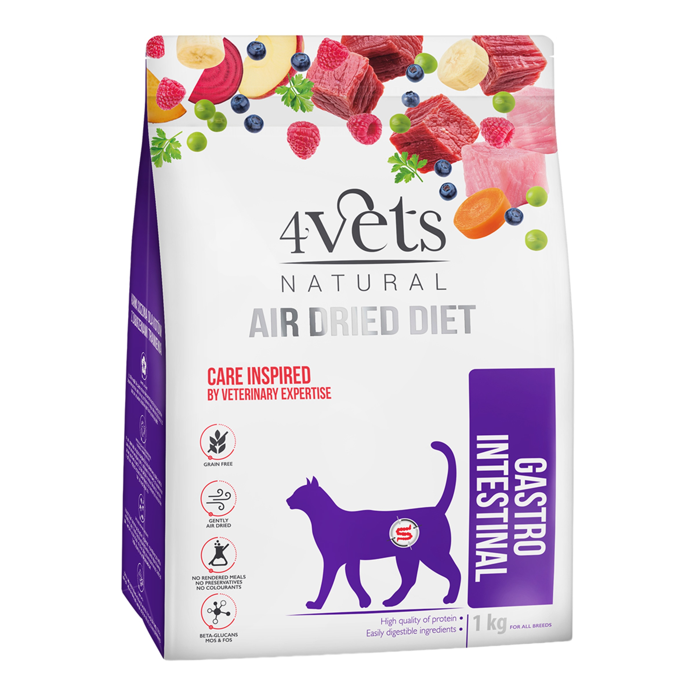 Imagen 0 de Pienso para gatos adultos Gastro intestinal Dietas veterinarias 4Vets Natural ternera y pavo 1 kg