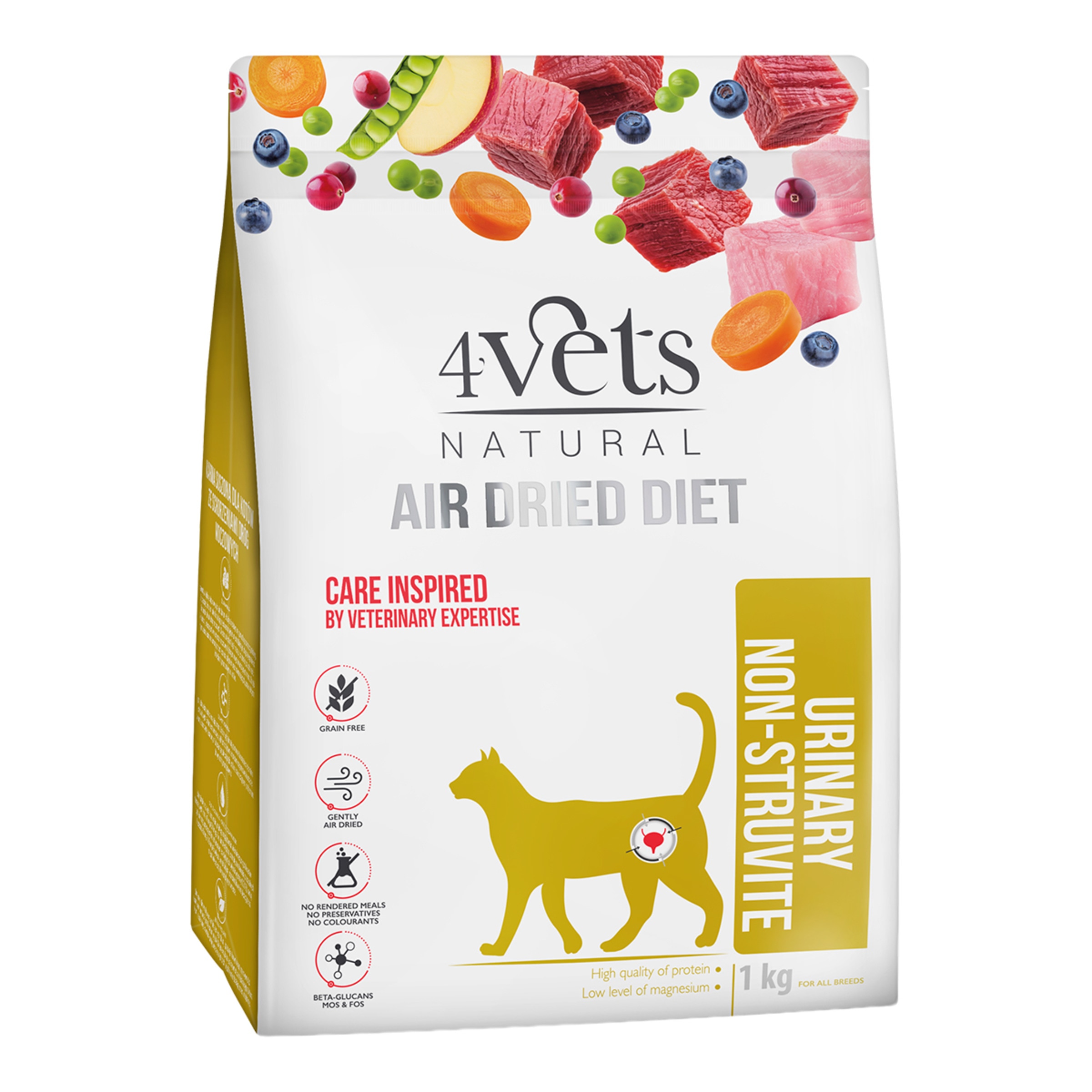 Imagen 0 de Pienso para gatos adultos Urinary Non-Struvite 4Vets Natural ternera y pavo 1 kg
