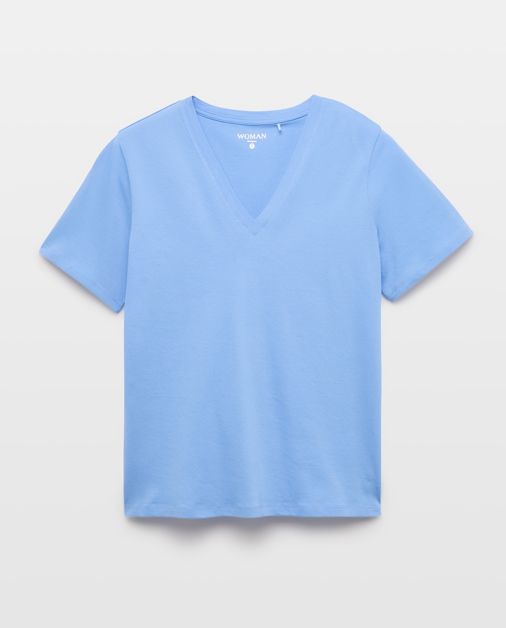 T-shirt com manga curta e decote em bico 400 Azul-4