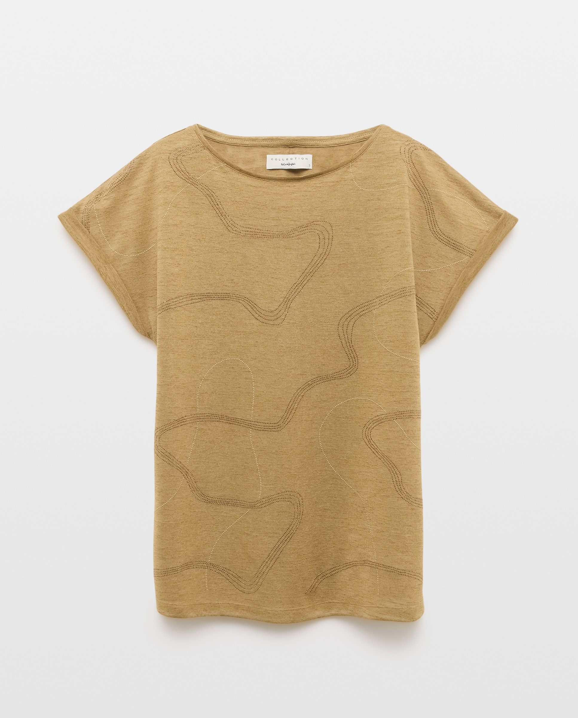 T-shirt com Tachas e Cordas 520 Caqui-4