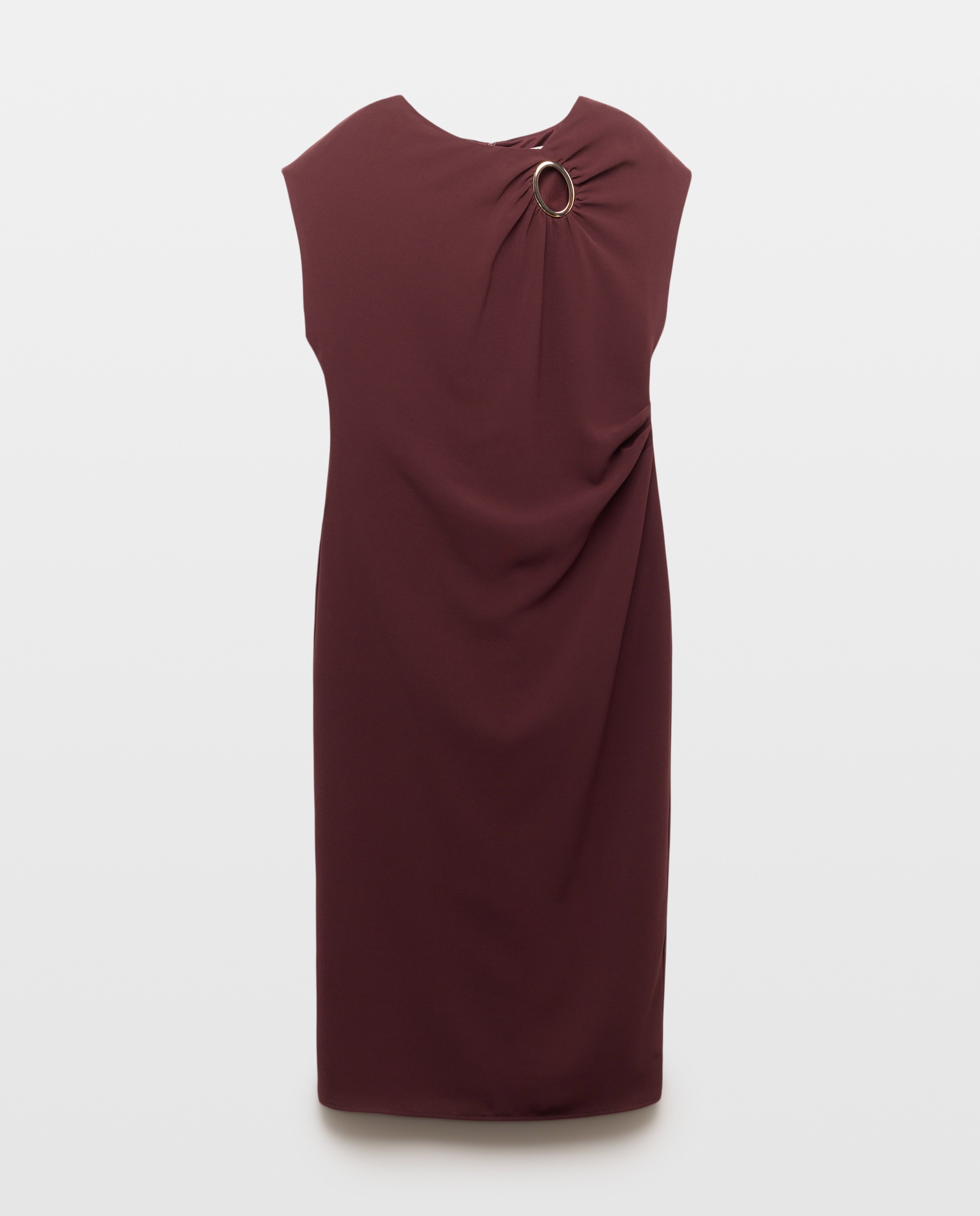 Vestido sem Mangas com Argolas Bordeaux-4