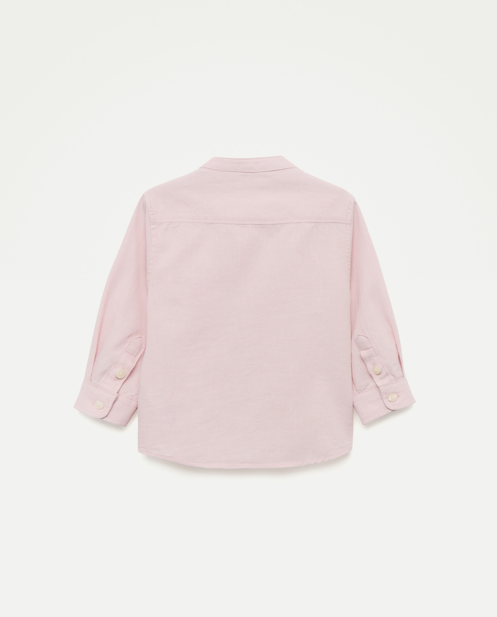 Camisa de bebé algodón-lino cuello mao lisa 284 Lila-2
