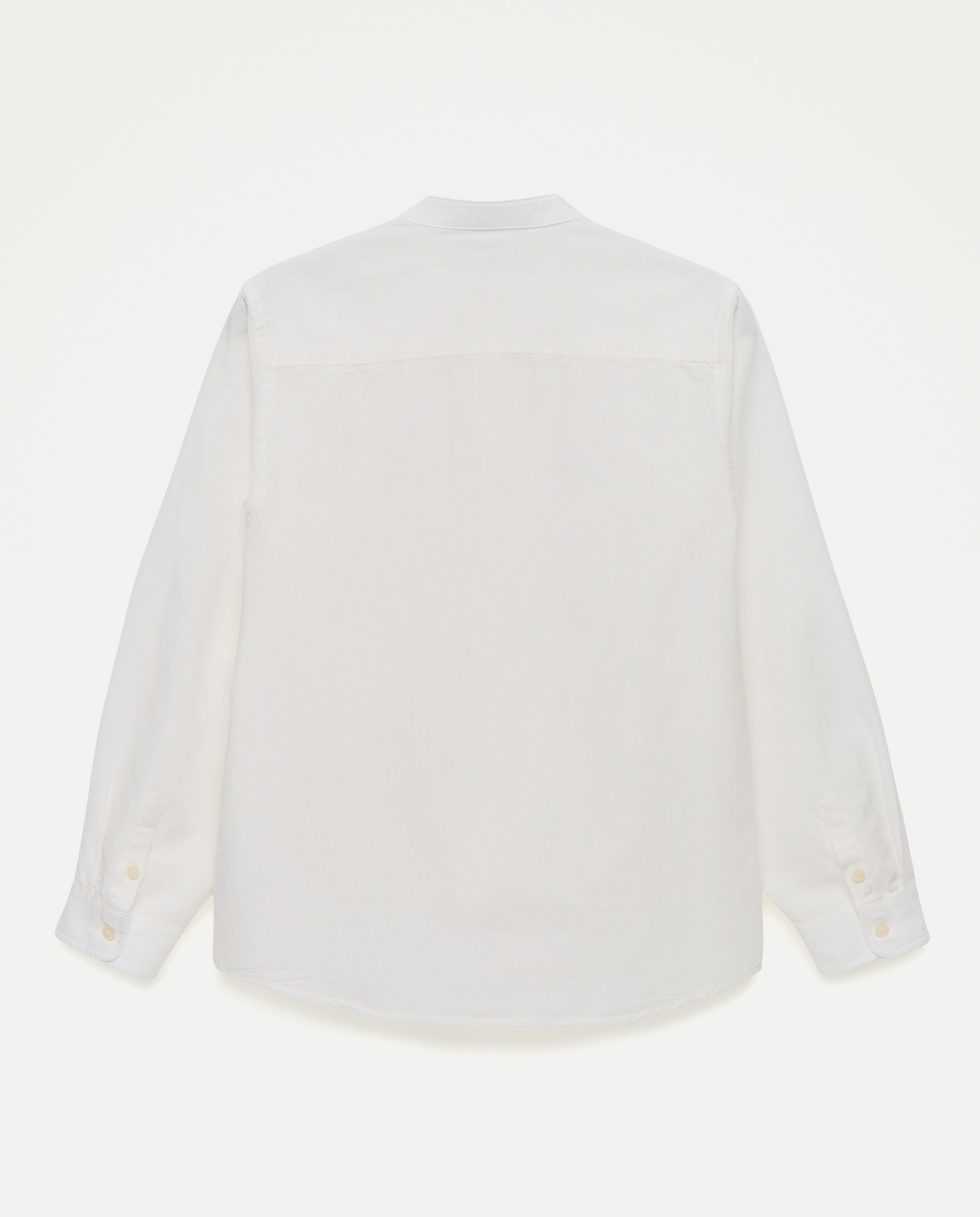 Camisa de niño algodón-lino cuello mao lisa Blanco-2