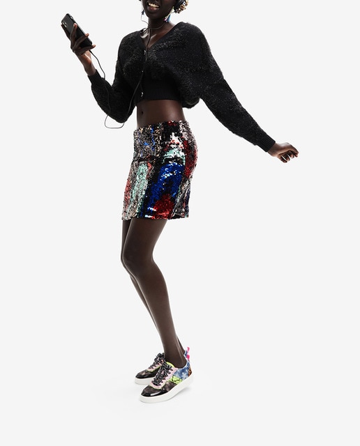 Imagen 0 de Minifalda slim de mujer con lentejuelas