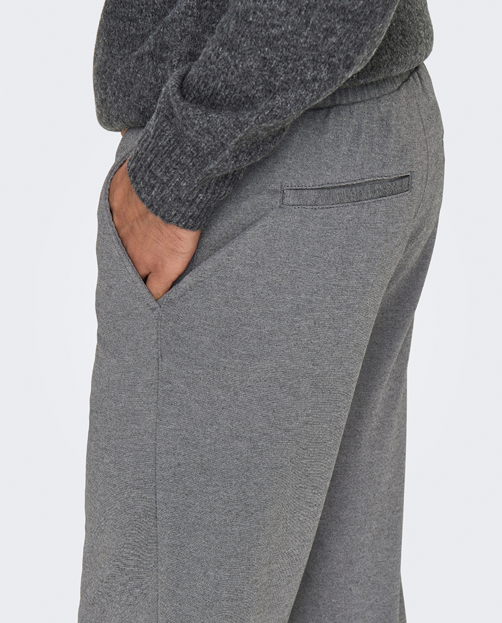 Calças com Cintura Elástica. Loose Fit Cinzento-5