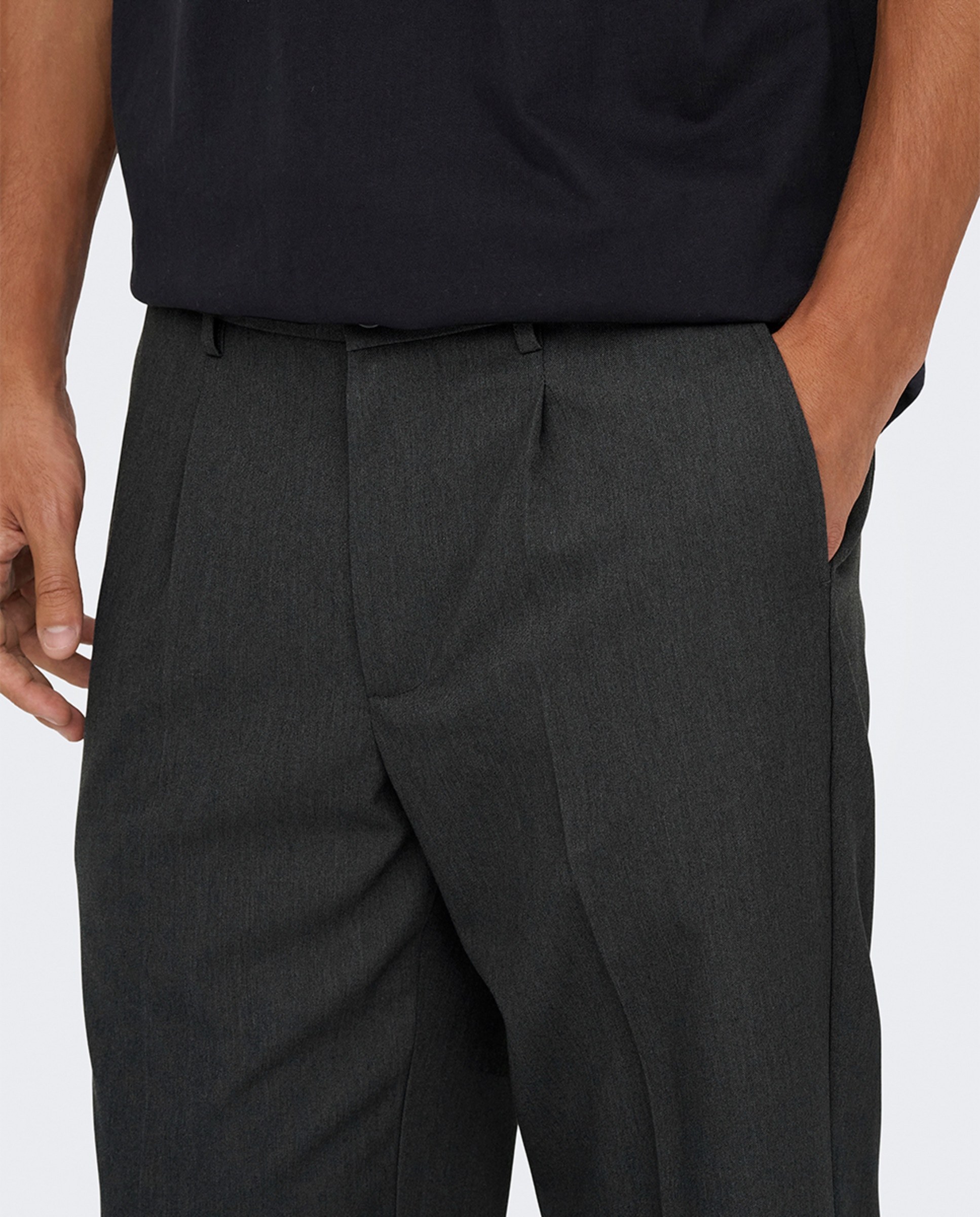 Calças Chino. Tapered Fit Cinzento-escuro-4