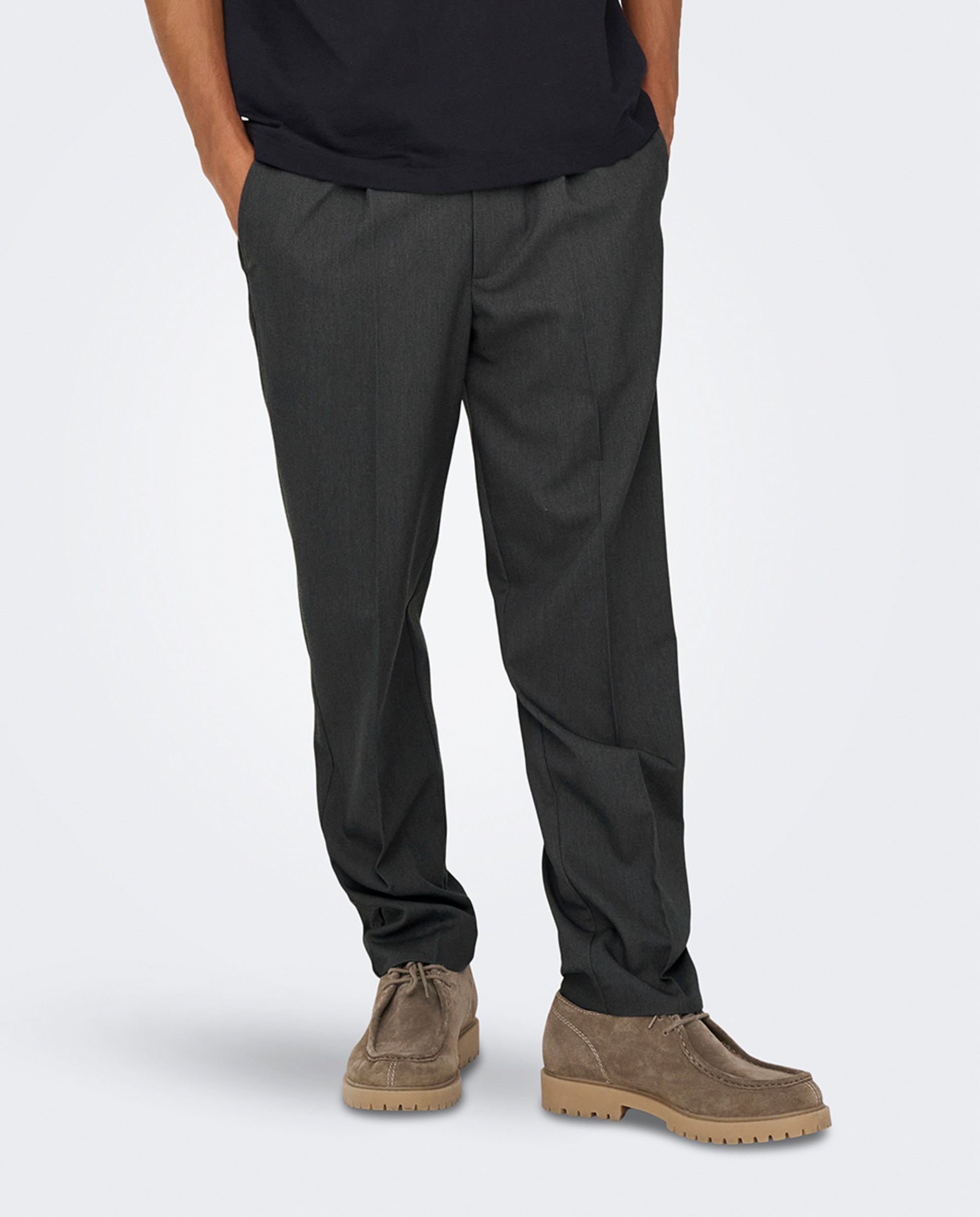 Calças Chino. Tapered Fit Cinzento-escuro-2