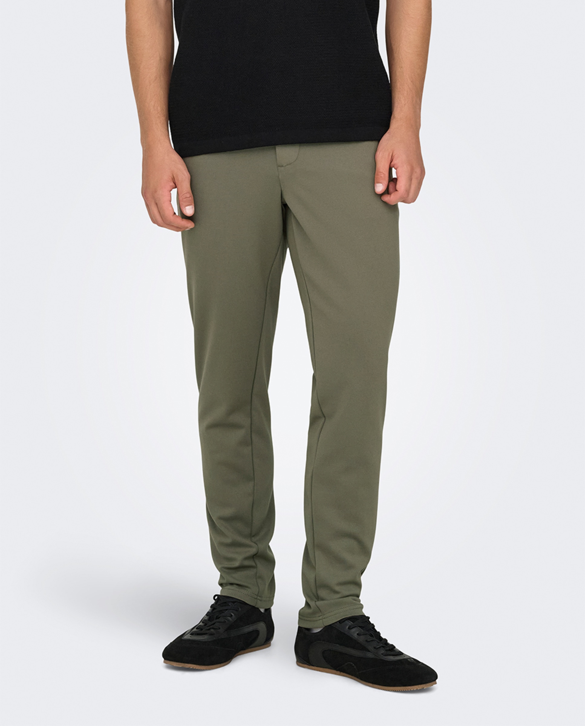 Calças formais slim Verde pardo-4