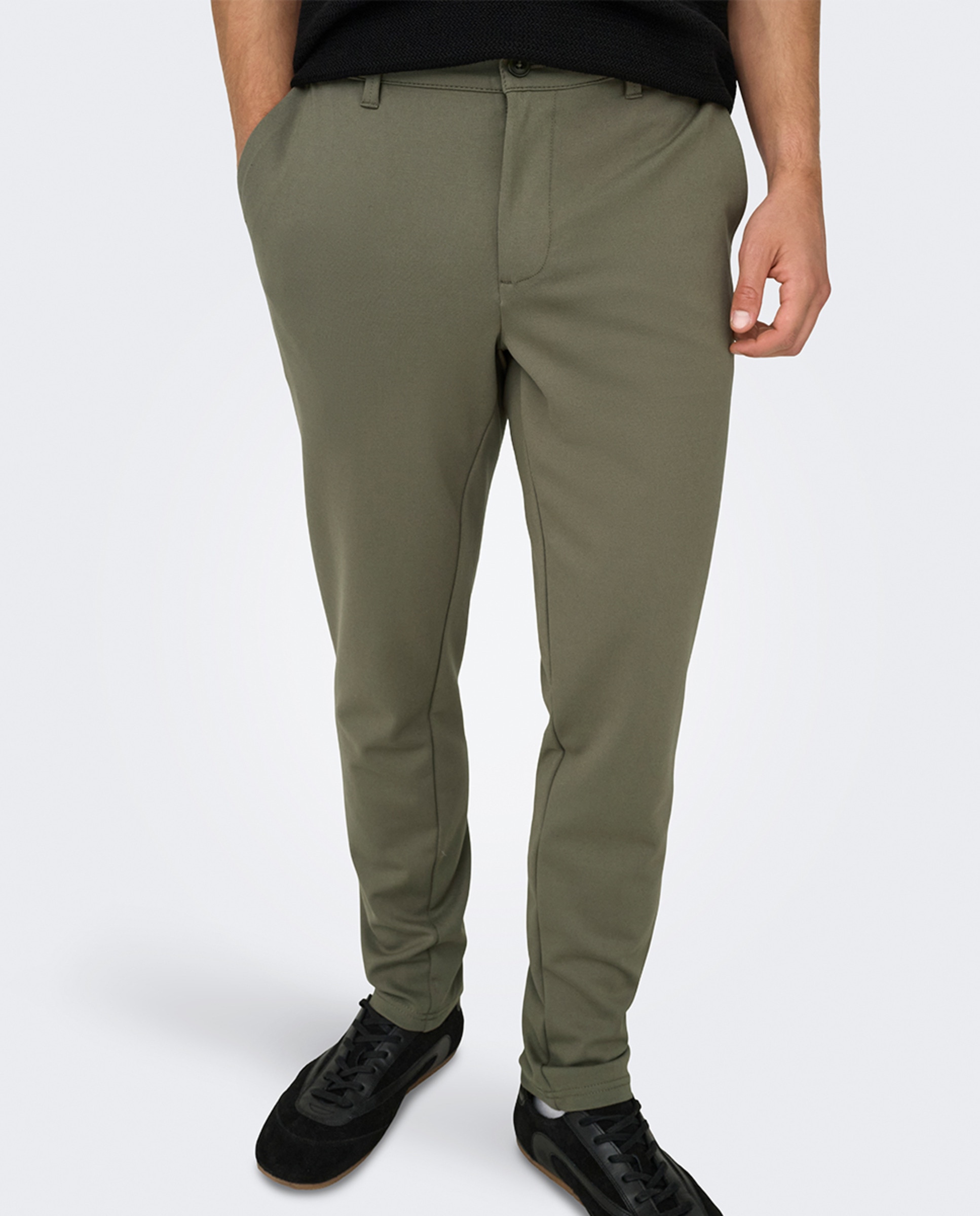 Calças formais slim Verde pardo-2