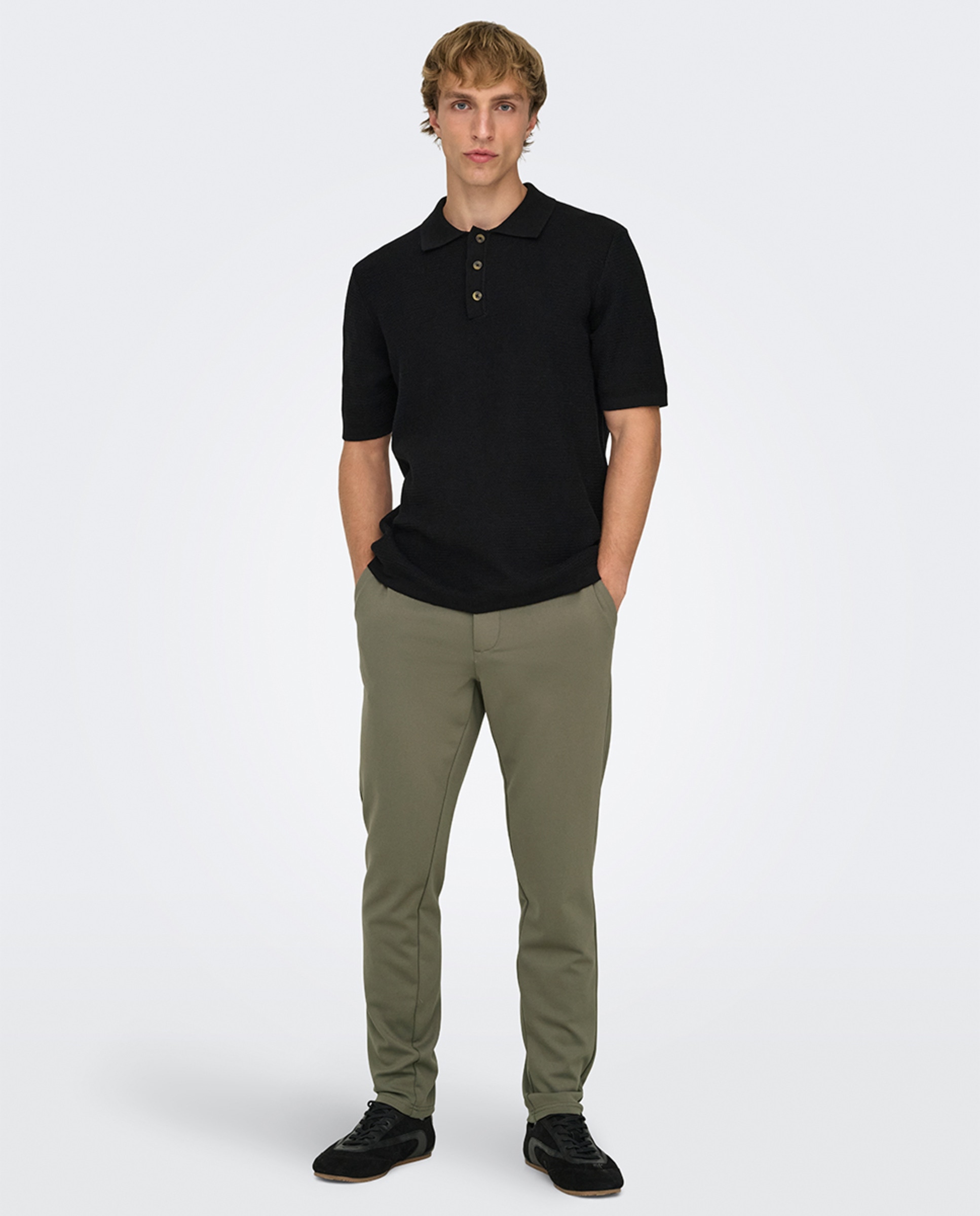 Calças formais slim Verde pardo-1