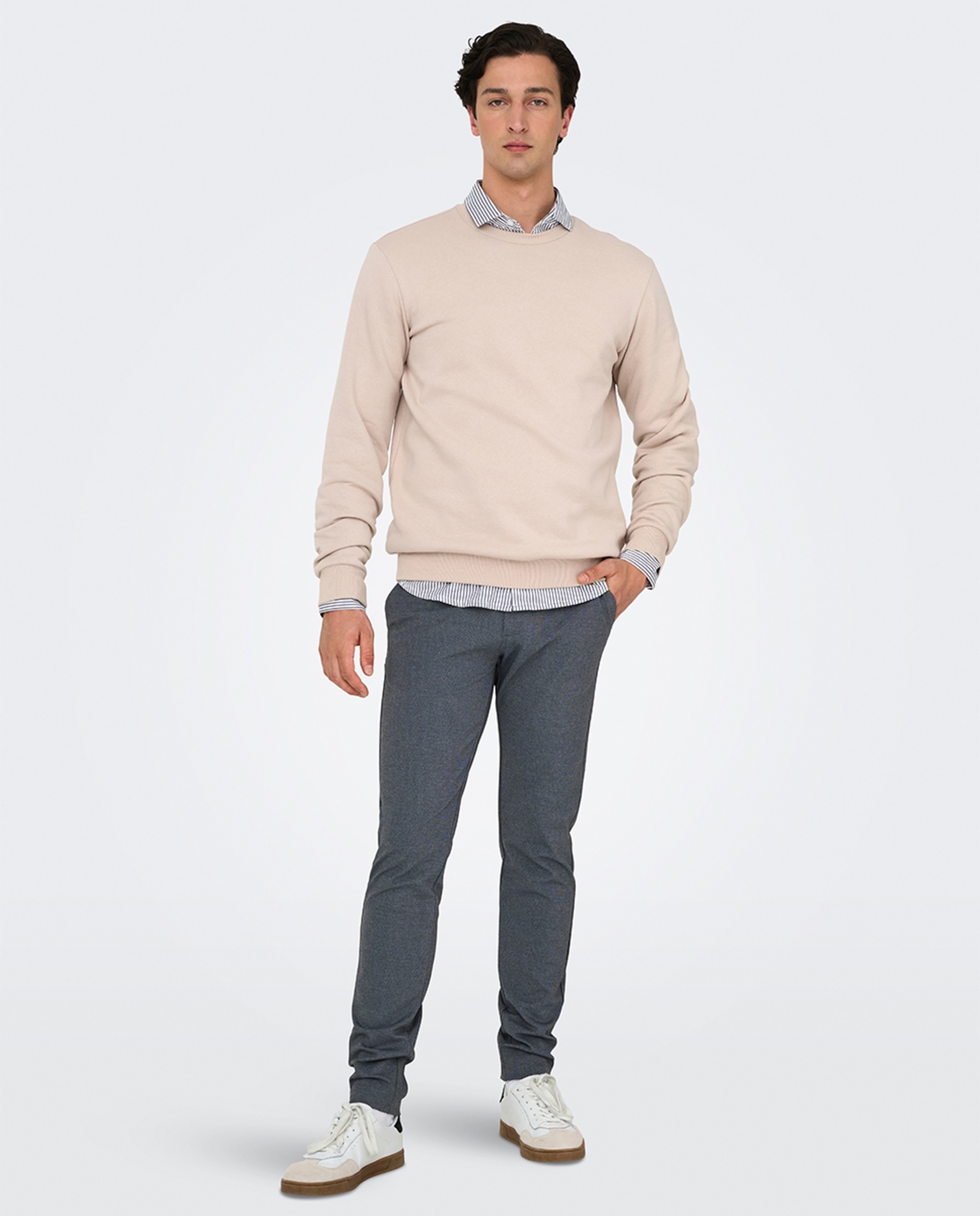 Calças Chino. Sim Fit Azul-marinho-1