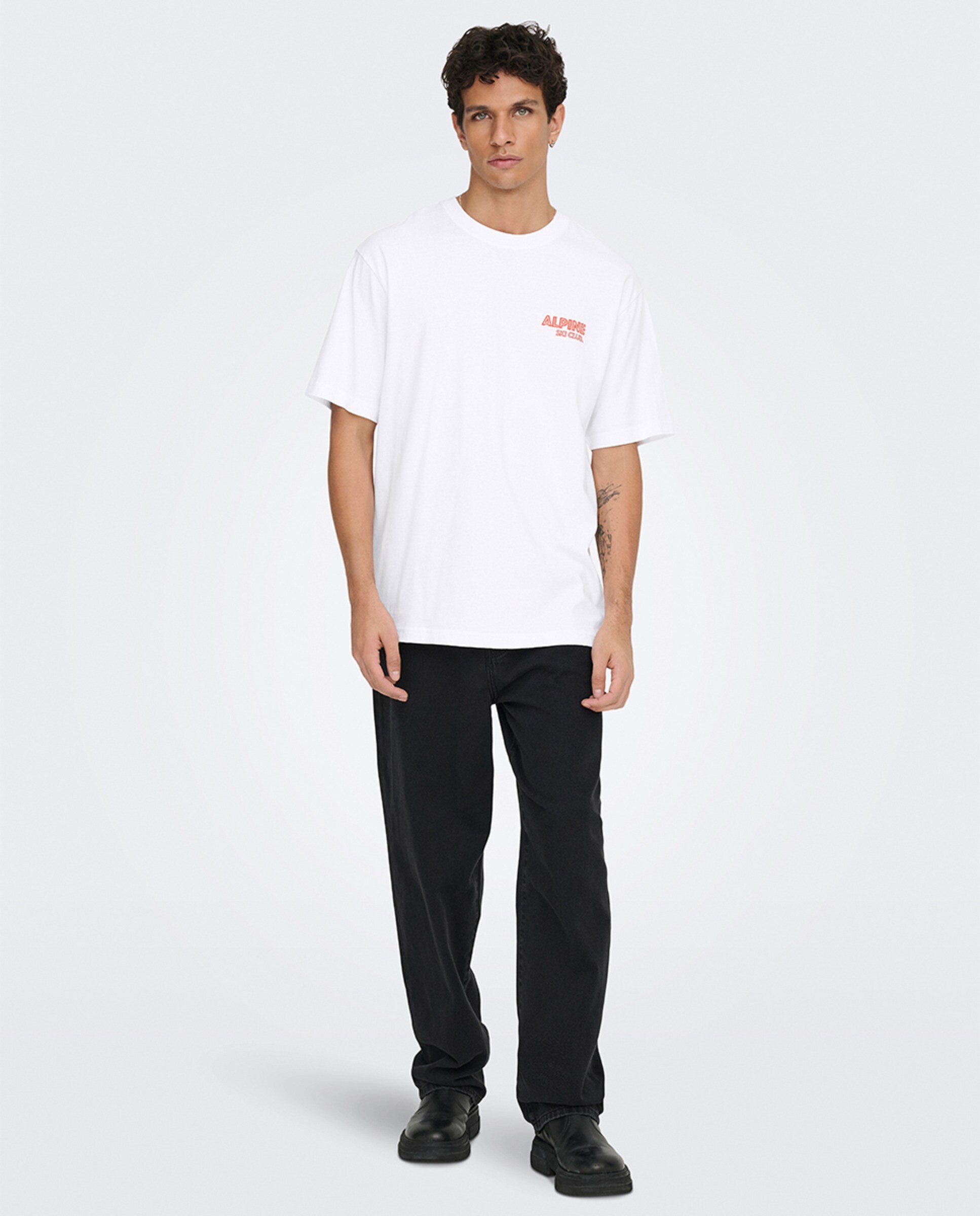 T-shirt de Manga Curta Relaxed Fit 100% Algodão Branco-7