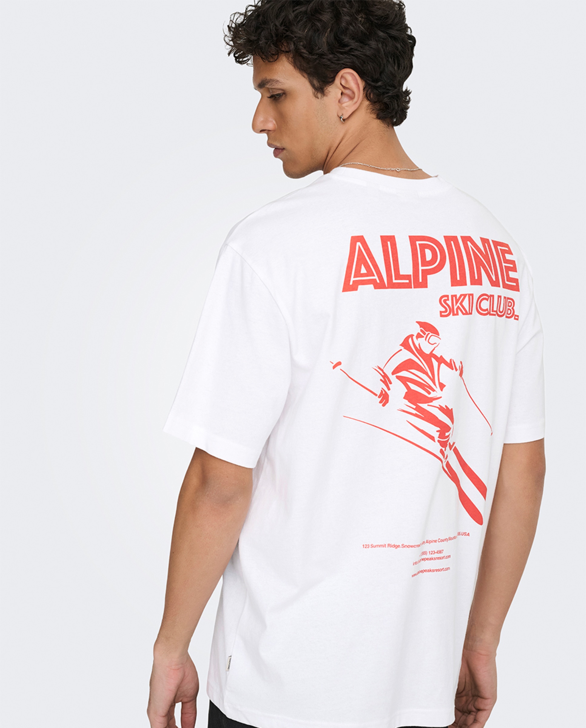 T-shirt de Manga Curta Relaxed Fit 100% Algodão Branco-4