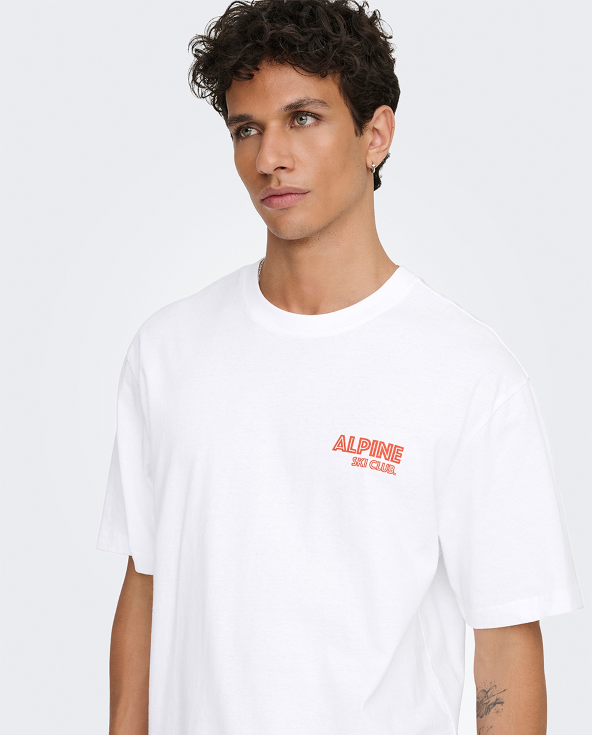 T-shirt de Manga Curta Relaxed Fit 100% Algodão Branco-3