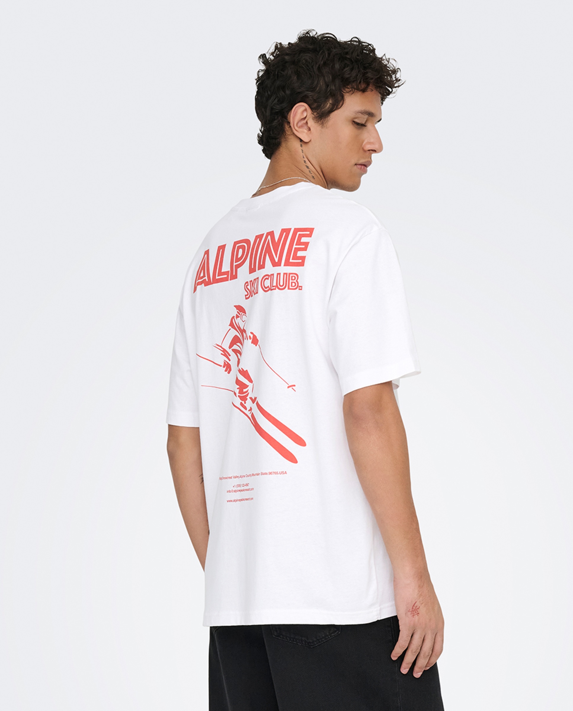 T-shirt de Manga Curta Relaxed Fit 100% Algodão Branco-2