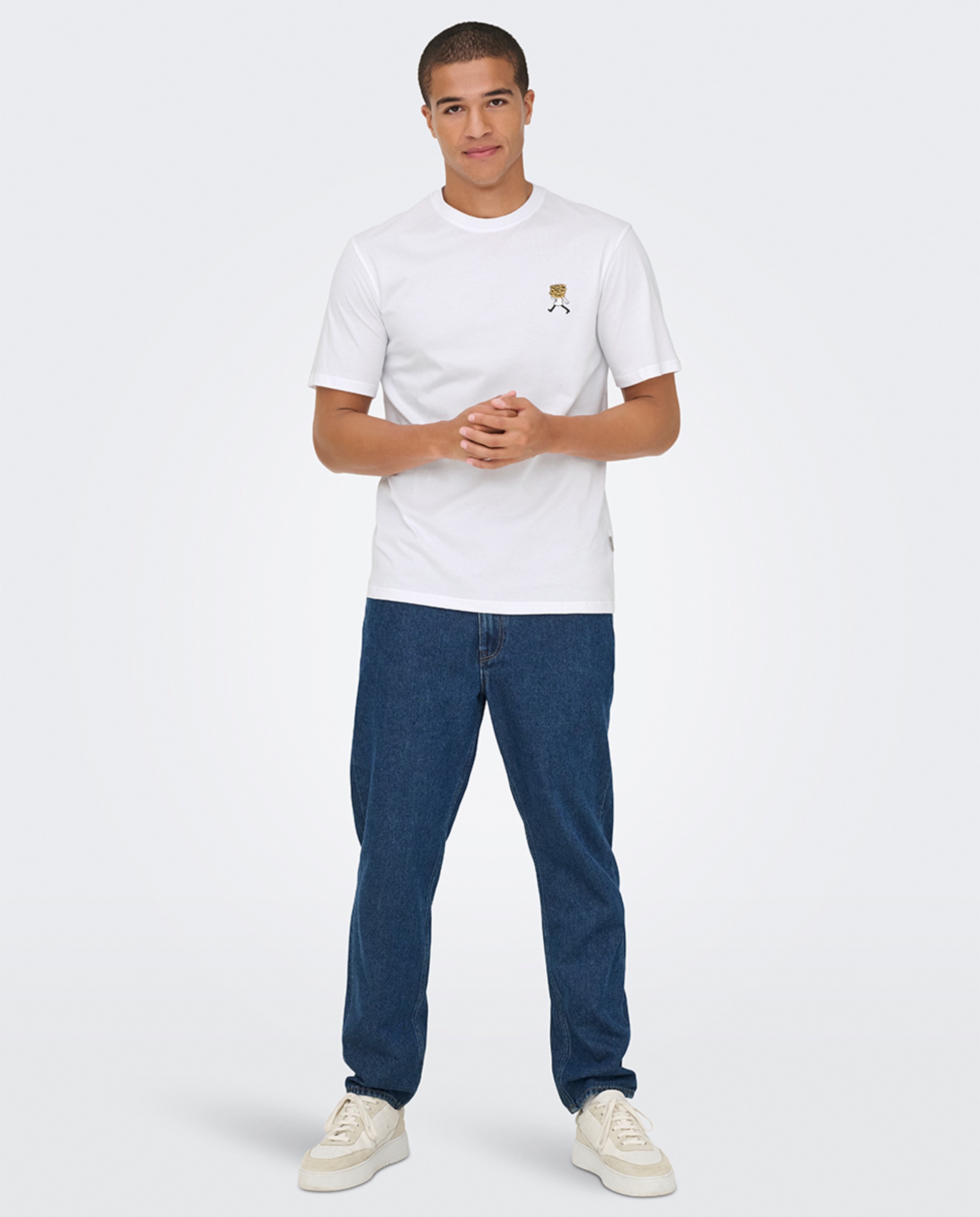 T-shirt de Manga Curta Regular Fit. 100% Algodão Branco-7