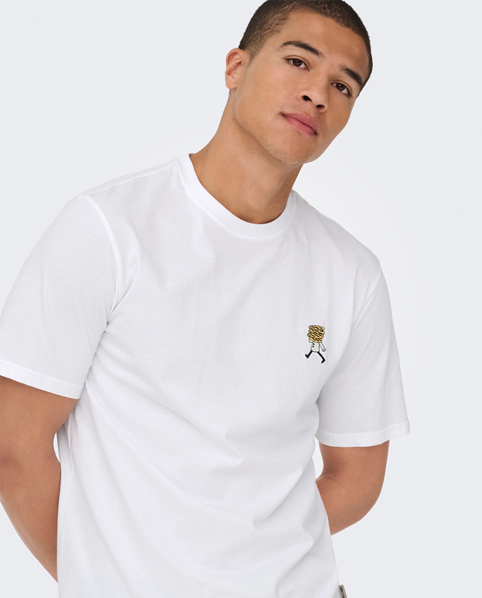 T-shirt de Manga Curta Regular Fit. 100% Algodão Branco-3
