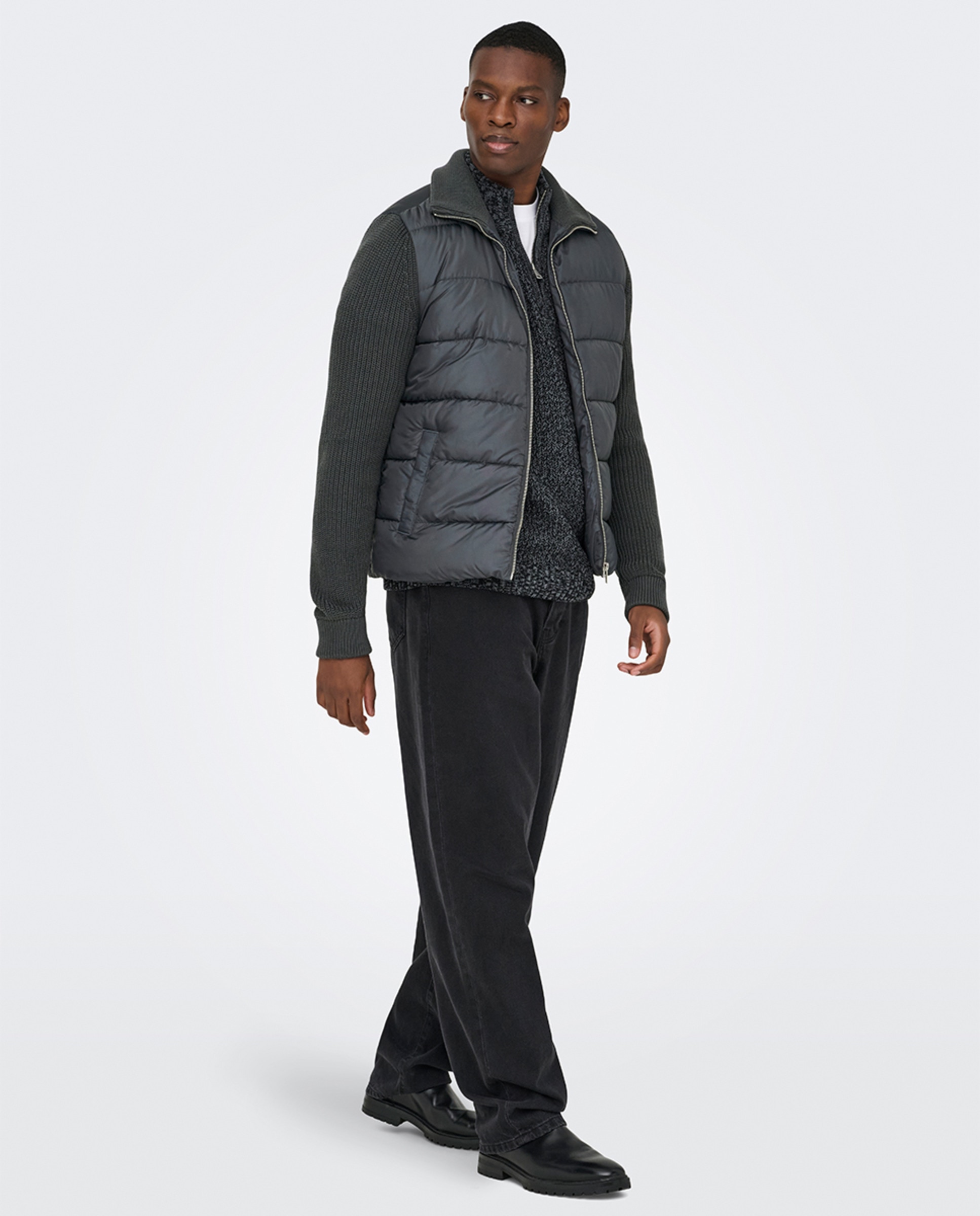 Casaco Acolchoado Ligeiro Regular Fit Cinzento-7