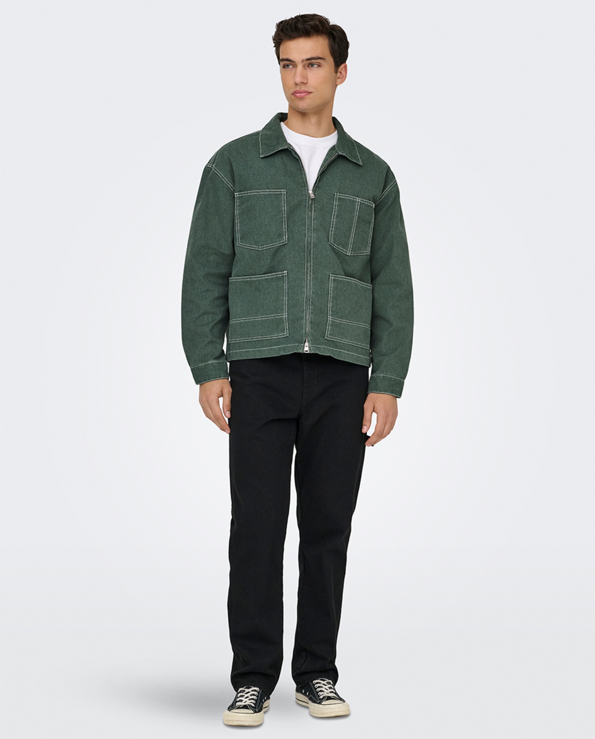 Blusão de Ganga Regular Fit Cinzento-6