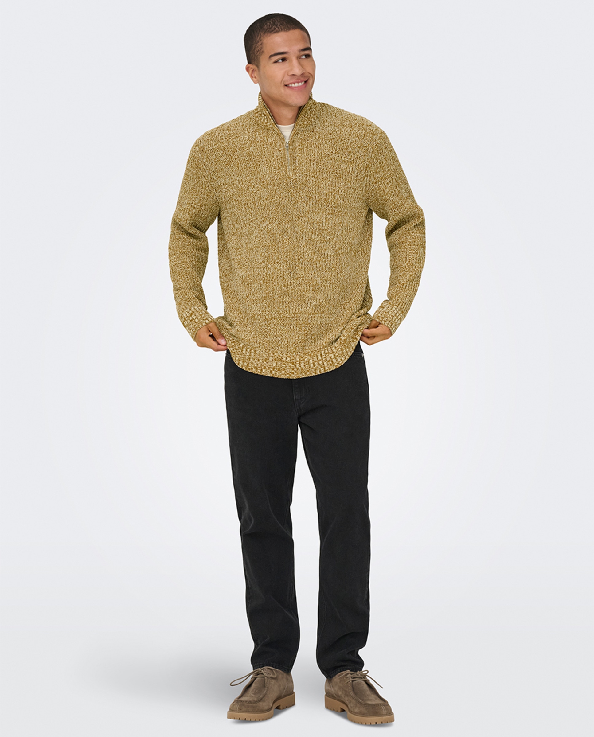 Camisola de Malha Regular Fit Castanho-7